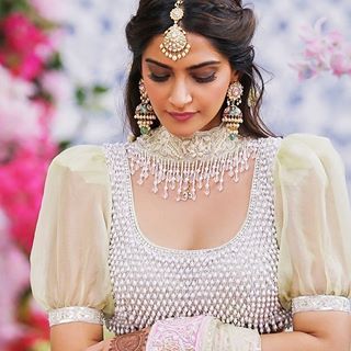lehenga blouse with pearls